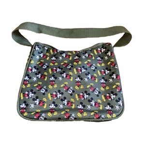 Disney Mickey Mouse Print  Bag in Olive Green 9” x 11” NEW